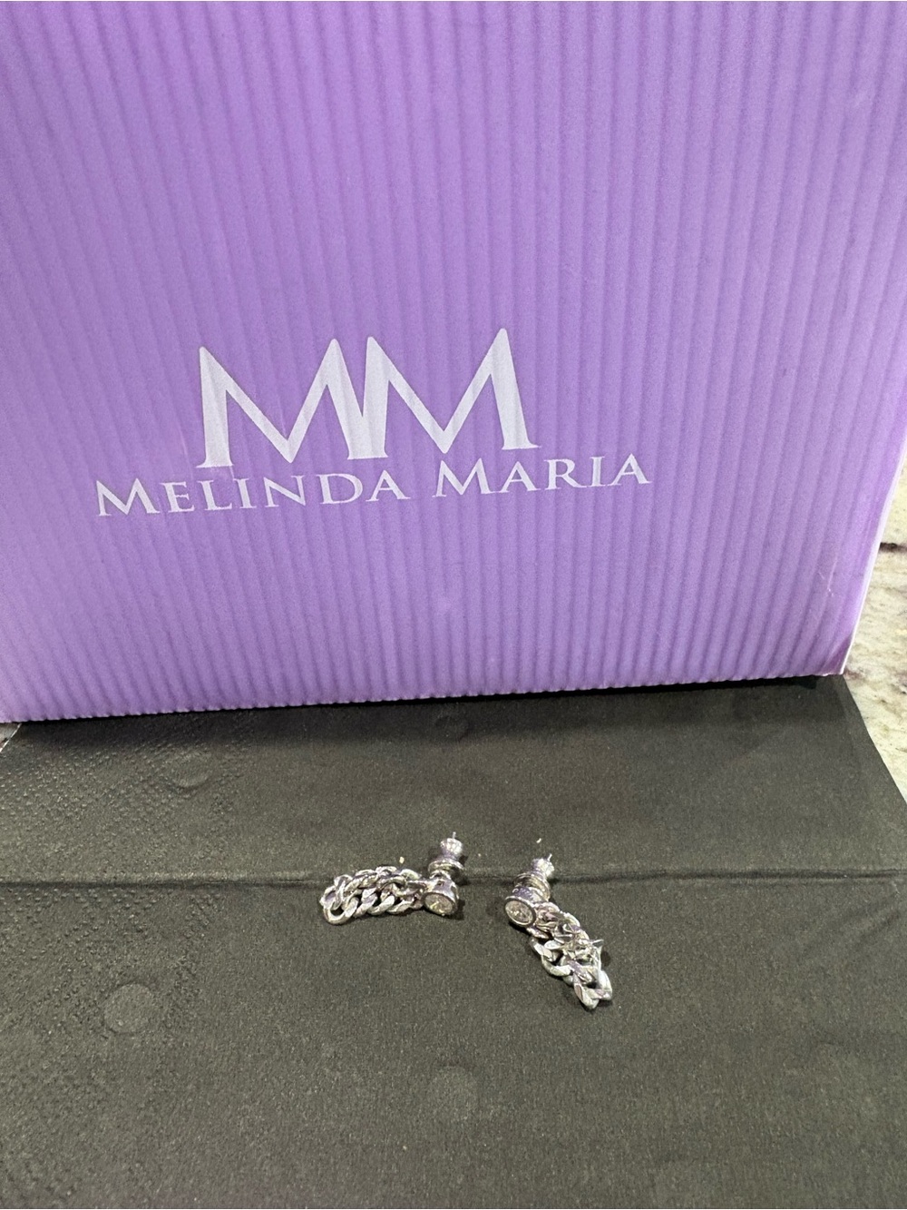 Melinda Maria Silver Chain Link Drop Earrings - Silver